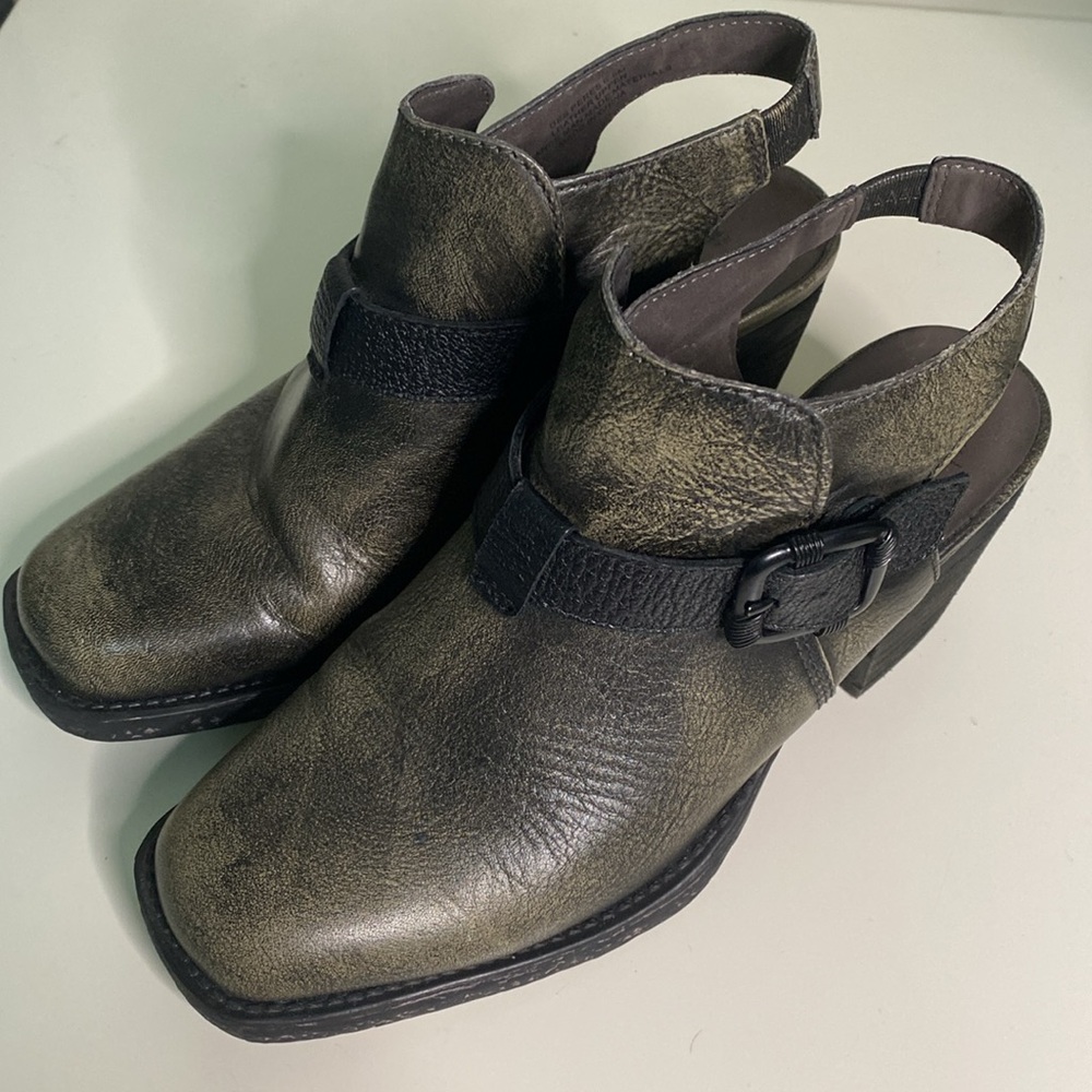 OTBT Leather Sling Back Moto distressed ankle boot size 6.5